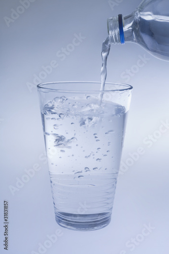 Water poured into a glass/Pouring fresh cold water