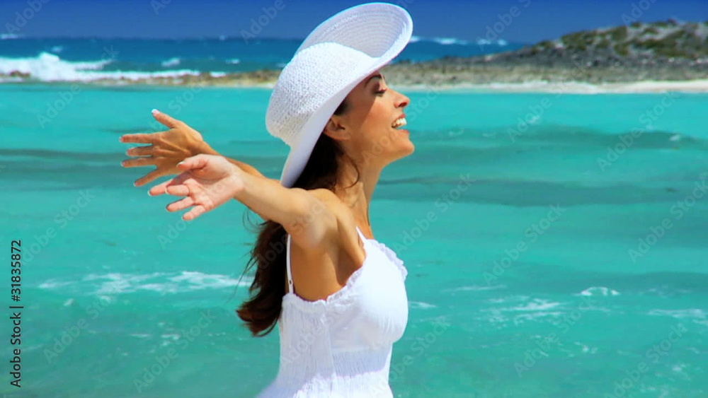 Caucasian Female Enjoying an Island Lifestyle Caucasian Female Enjoying an Island Lifestyle