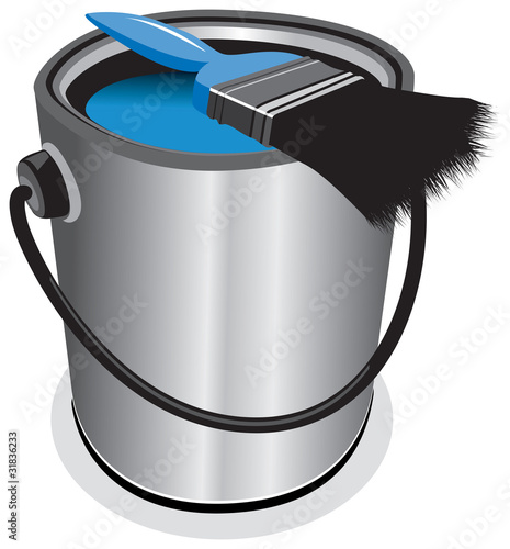 blue paint pot