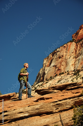 Teenage Boy Hiking in Zion