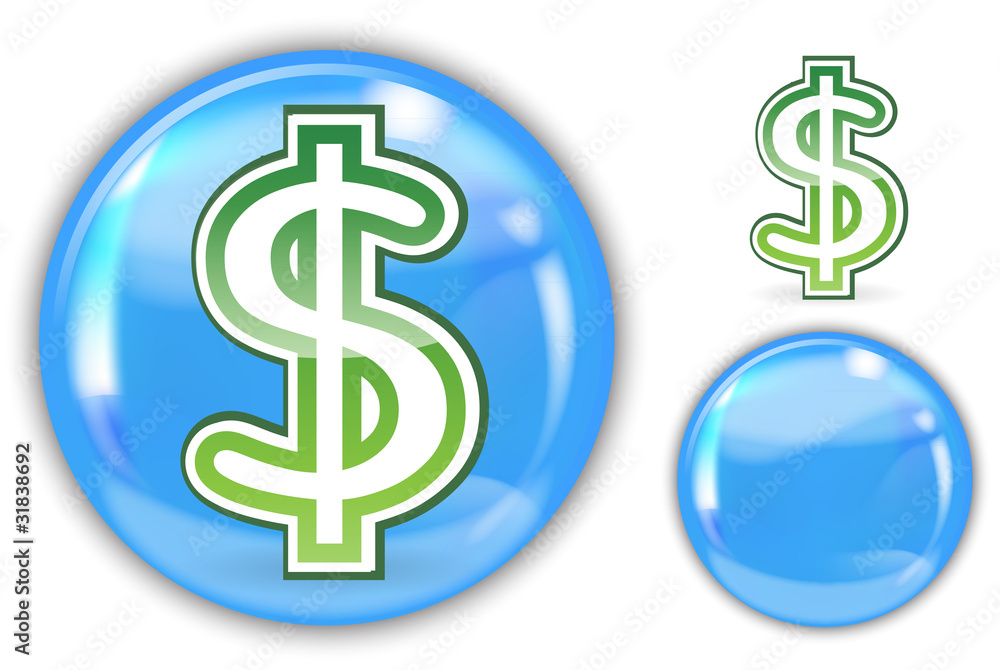 dollar sign in blue crystal marble ball dollar sign in blue crystal marble ball