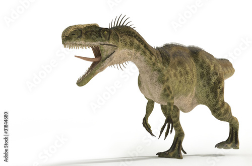 monolophosaurus walking on white background