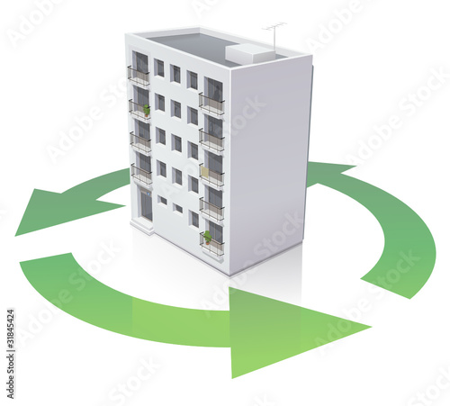 Immeuble et recyclage (reflet)