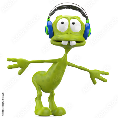 DJ alien cartoon looking to the sky photo