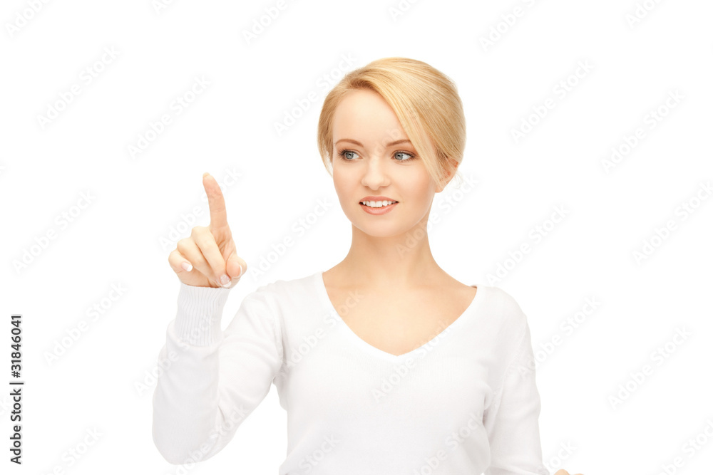 businesswoman working with something imaginary businesswoman working with something imaginary