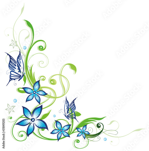 Ranke, flora, Blumen, Blüten, filigran, blue collection