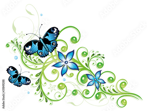 Ranke, flora, Blumen, Blüten, filigran, blue collection