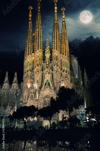 La Sagrada Familia -Cathedral designed by Gaudi at night. #31849433