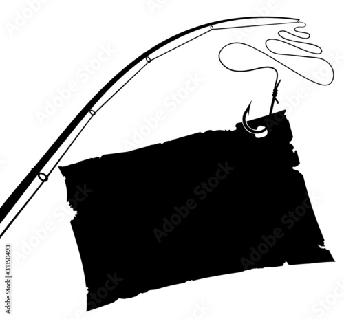 Vintage Paper sheet on fishing hook. Vector illustration.