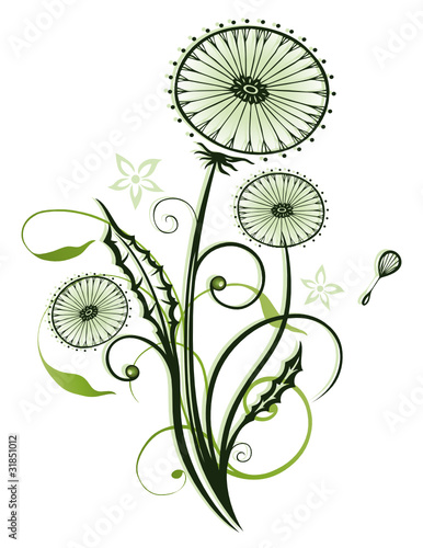 Ranke, Löwenzahn, Pusteblume, Blume, Blüten, Grüntöne