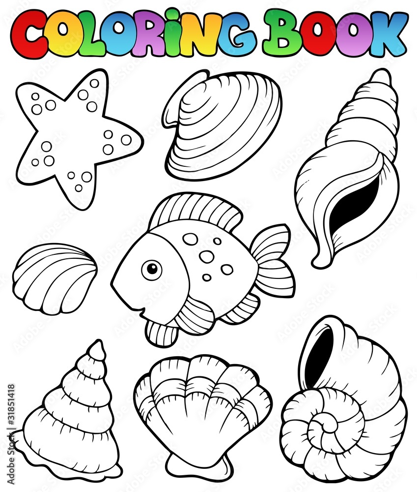 Obraz premium Coloring book with seashells