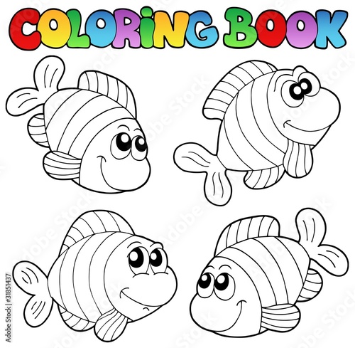 Coloring book with striped fishes