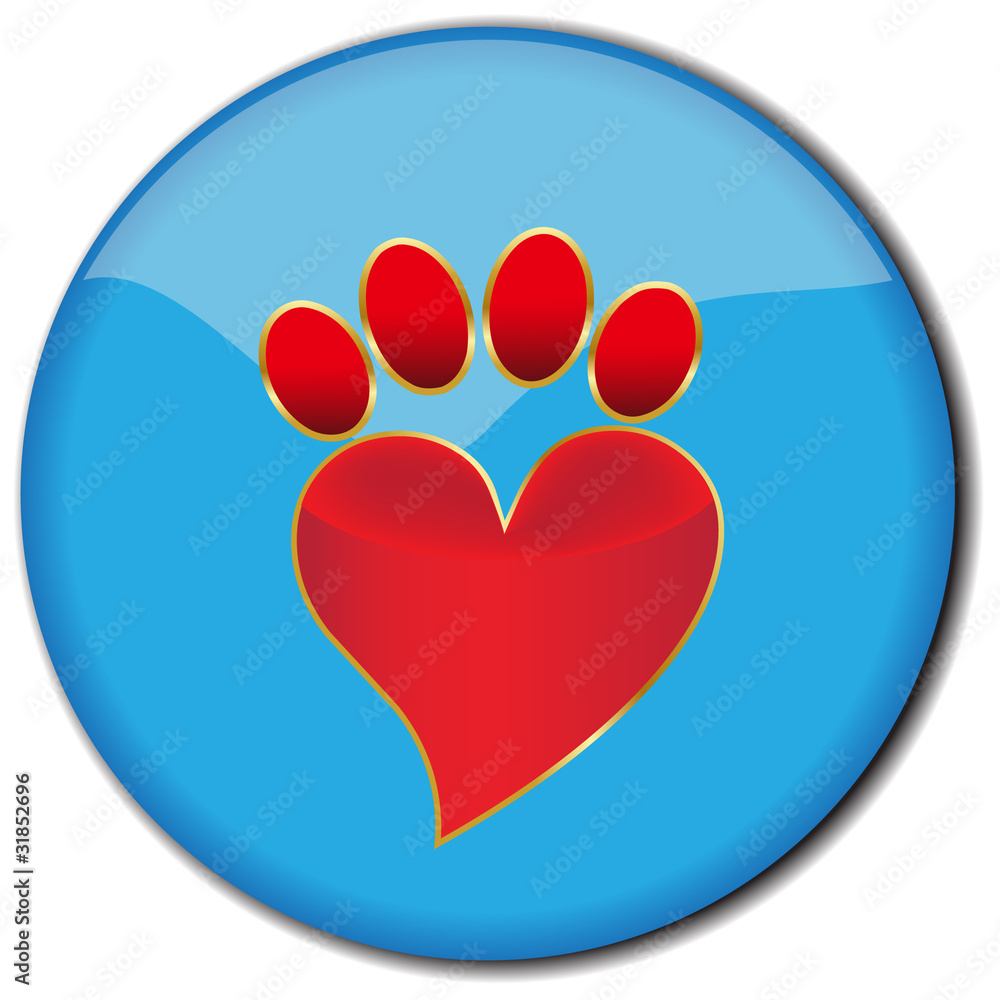 Paw print love button.Vector Paw print love button.Vector