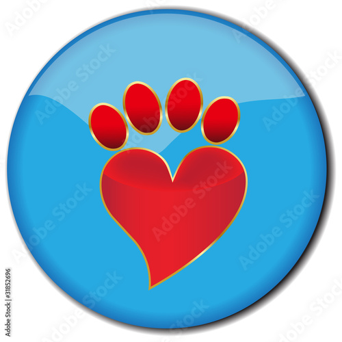 Paw print love button.Vector