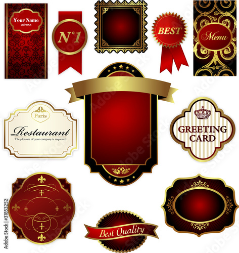 Etiquettes or et rouge