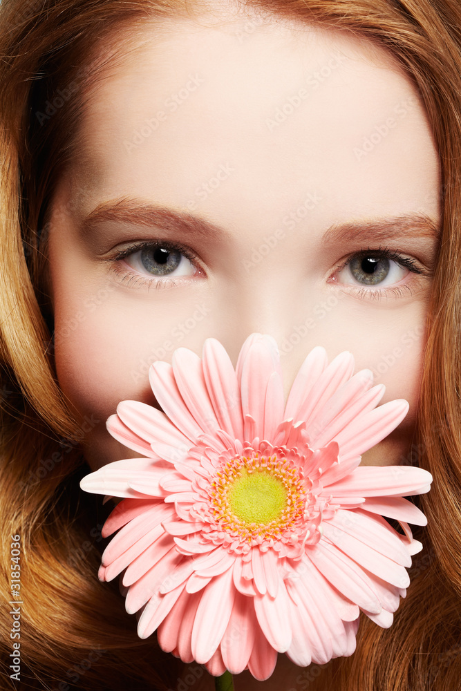 beautiful girl with gerbera beautiful girl with gerbera