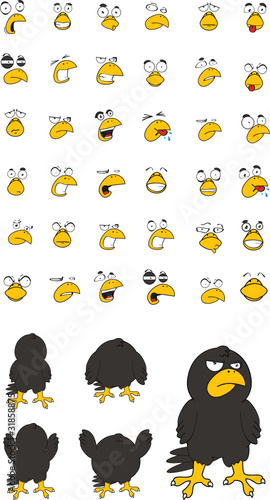 crow cartoon set