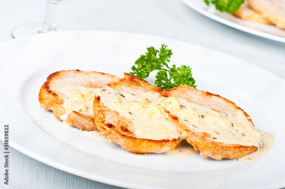 Steak with white sauce Steak with white sauce