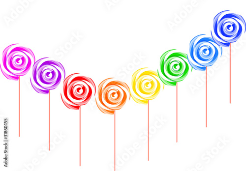 Colorful lollipop isolated on the white