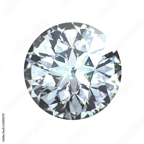 Round brilliant cut diamond perspective isolated
