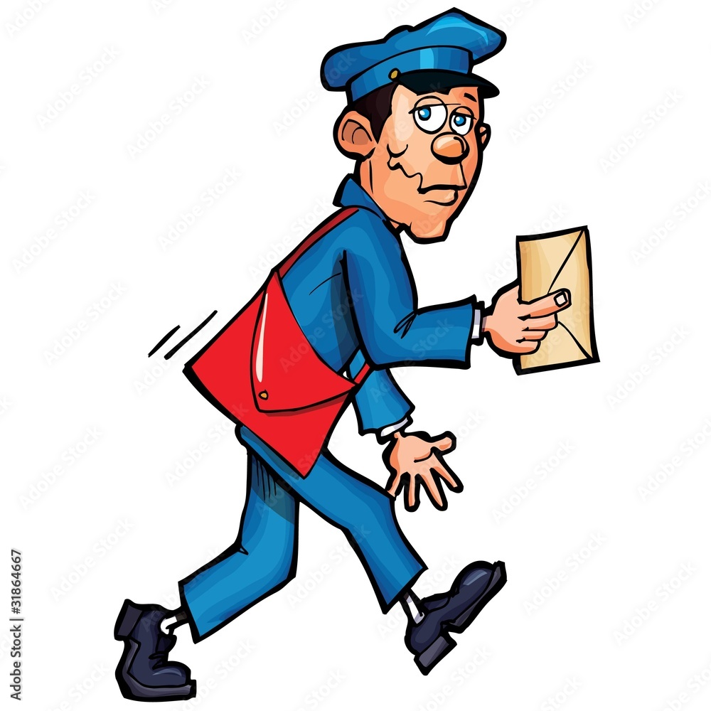 Cartoon mailman delivering mail Stock Vector Adobe Stock