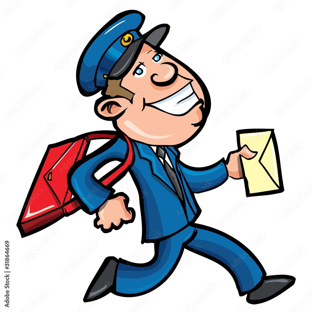 Cartoon mailman delivering mail Stock Vector Adobe Stock