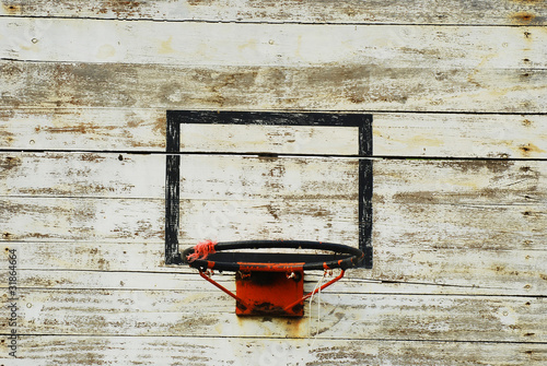 A basketball hoop and back board texture