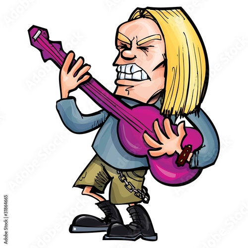 Cartoon rock singer with guitar
