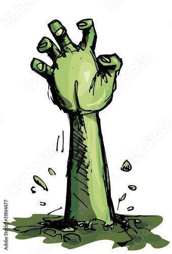 Cartoon of a green zombie hand