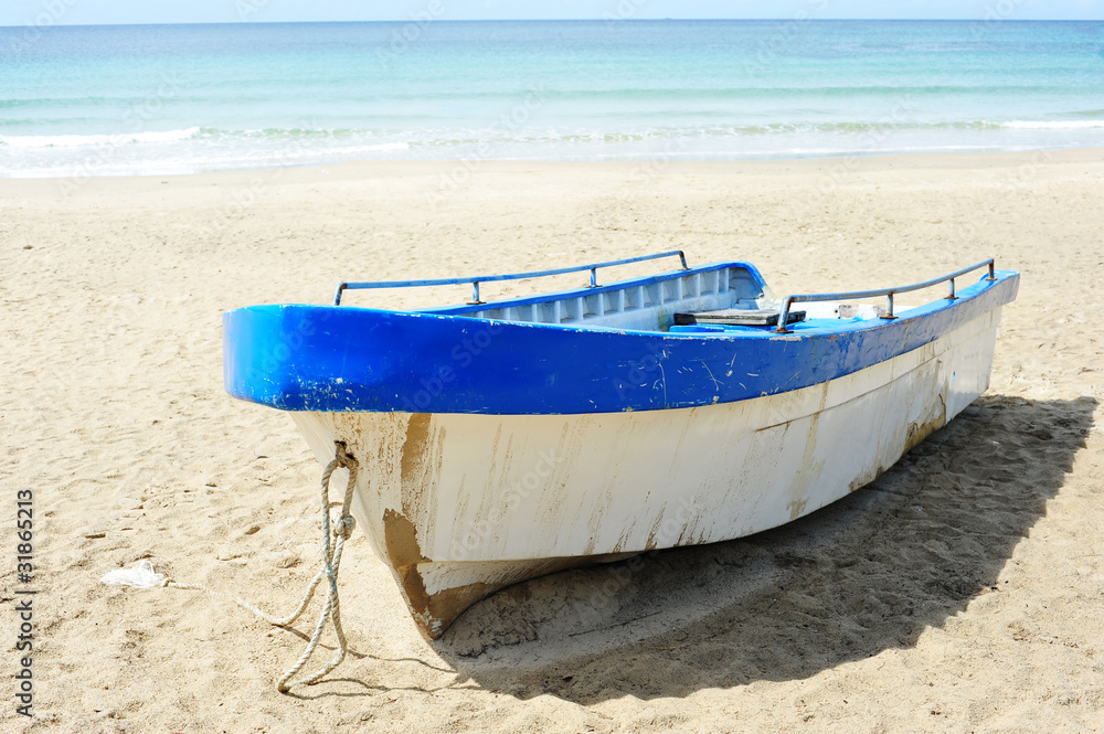 Boat On The Beach On A Sunny Day