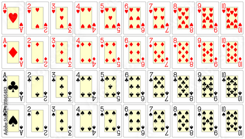 playing cards from ace to ten 62x90 mm