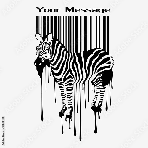 the abstract vector zebra silhouette with smudges barcode