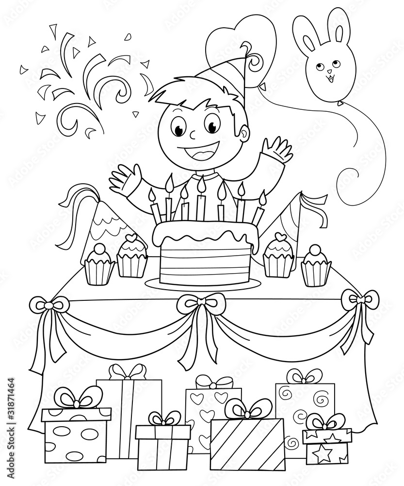 Illustrazione Stock Bambino che festeggia il compleanno Adobe Stock Illustrazione Stock Bambino che festeggia il compleanno Adobe Stock