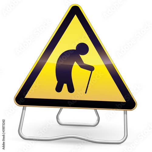 Panneau de danger jaune vieillissement (trépied)