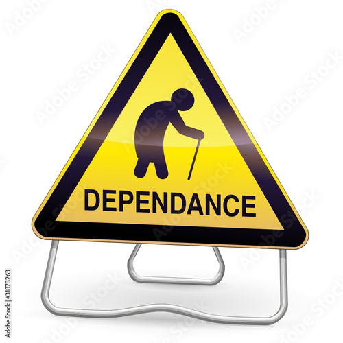 Panneau de danger jaune dépendance (trépied)