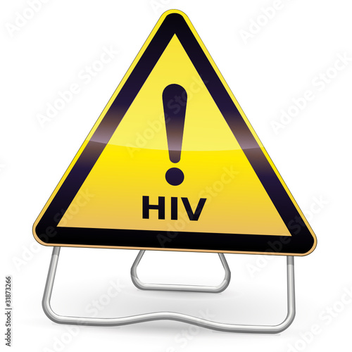 Yellow HIV Warning Sign (tripod)