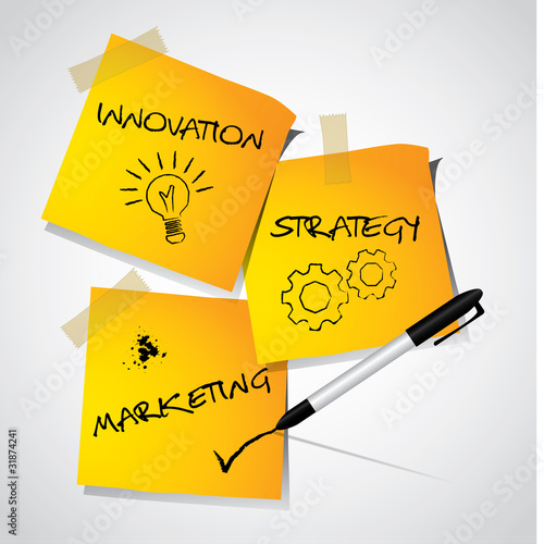 Business marketing strategy illustrated on memo stick notes