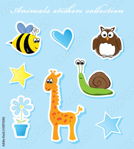 Animals stickers collection vector illustration