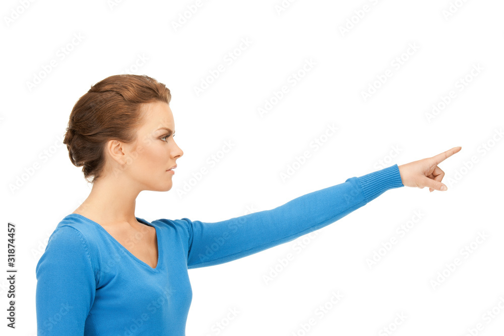 businesswoman pointing her finger businesswoman pointing her finger