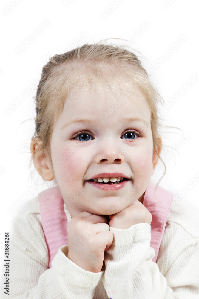 Adorable little girl isolated on white background Adorable little girl isolated on white background