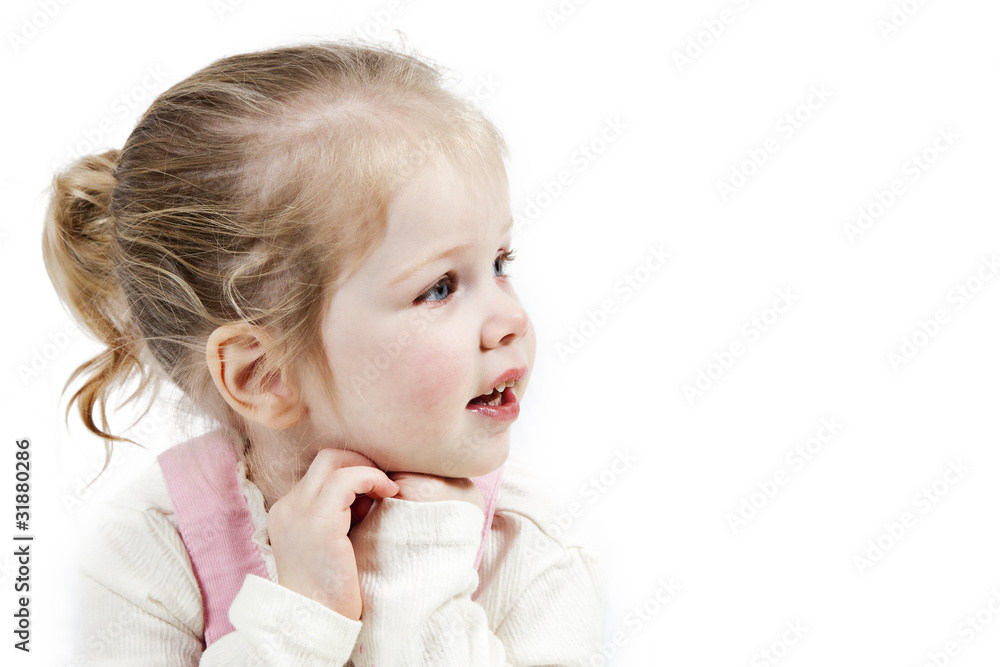 Adorable little girl isolated on white background Adorable little girl isolated on white background