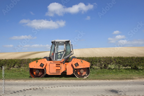 orange road roller