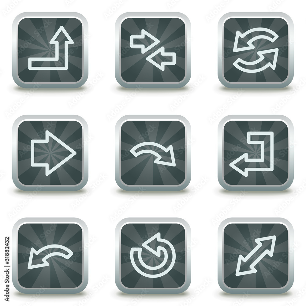 Arrows web icons set 1, grey square buttons Arrows web icons set 1, grey square buttons
