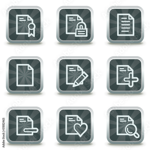 Document web icons set 2, grey square buttons