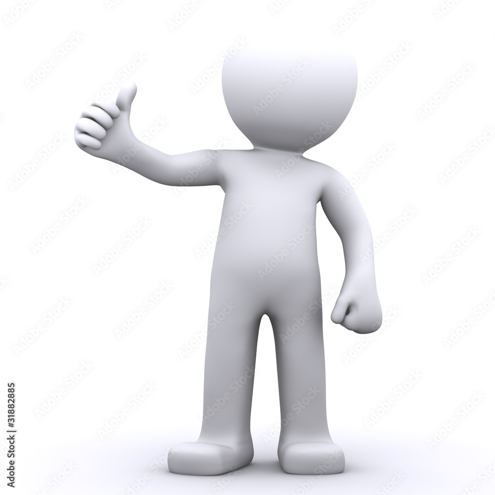 3d character man showing thumbs up 3d character man showing thumbs up