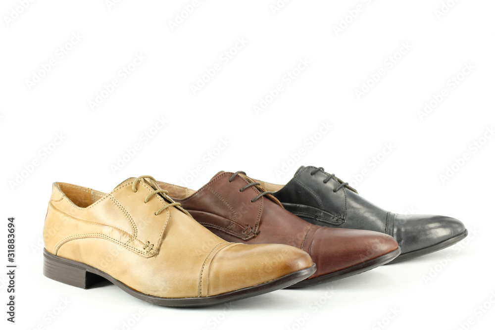 ocher brown and black man shoes