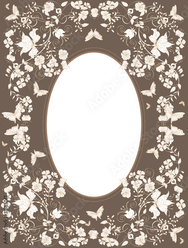 Decorative background with  flowers and butterflies.