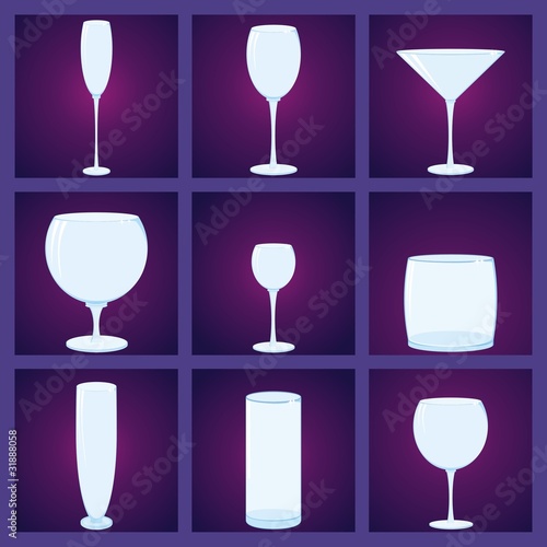 showcase with glasses