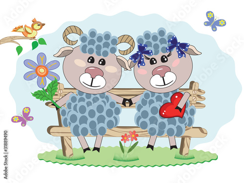 Two sheep at the banch