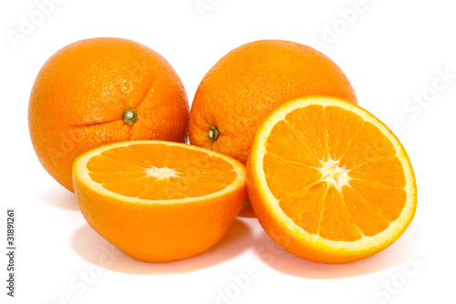 oranges over white background